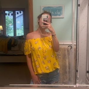 yellow off the shoulder top
